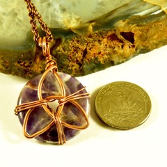 Triquetra Amethyst Pure Copper Wire Wrapped Pendant Artisan Wire Wrapped Jewelry