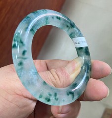 Certified Natural A Grade Icy Green Jade jadeite bracelets 55-56mm