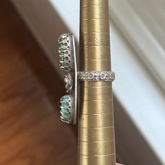 Sonoran Gold Turquoise Sterling Silver Ring 7.75 Artisan Handcrafted Floral Band