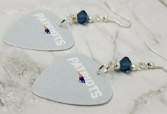 NFL New England Patriots Guitar Pick Earrings with Blue Swarovski Crystals