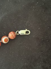 Beautiful Vintage Sterling Silver Clasp Agate Stone 30 Inches