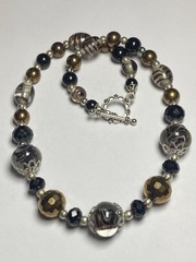 Artisan Handcrafted Art Deco Lampwork Glass Jewelry Amber fromChaos Necklace #12