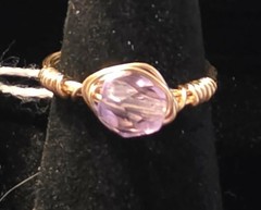 Handmade size 6 Wire-Wrapped Alexandrite Ring with Gold-Tone Plated Wire