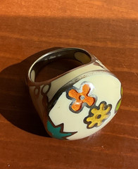 ALAN K. DESIGNO Enamel Flower Sterling Silver 925 Ring – Size 8.5 – 14.3 Grams