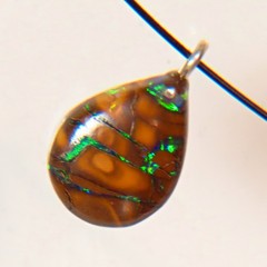 2.8c AUSTRALIAN BOULDER OPAL TIGER TAIL 925 SILVER NECKLACE PENDANT OCA18968
