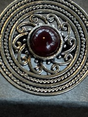 Red Garnet Ornate Statement Cocktail 925 Sterling Silver Ring Size 8.25