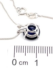 2CT Natural Sapphire Pendant White Gold SOLID 18K Sapphire Necklace women 18″