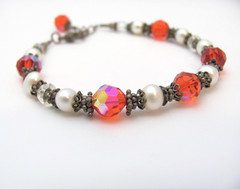 Sterling Silver Bracelet Vintage Crystal Freshwater Pearls Oxidized 925 Gift