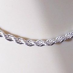 sterling silver, plated, Rope chain, 2 or 3 mm, necklace, 18-30 inch, #1904
