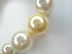 10 in pearl anklet yellow chunky handmade two tone with lobster claw stretch
