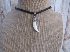Red Fox Tooth Pendant Necklace Animal Bone Spirit Animal Jewelry leather
