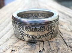 Handmade Morgan Silver Dollar Coin Ring – Mens Silver ring from coin- Sizes 8-14