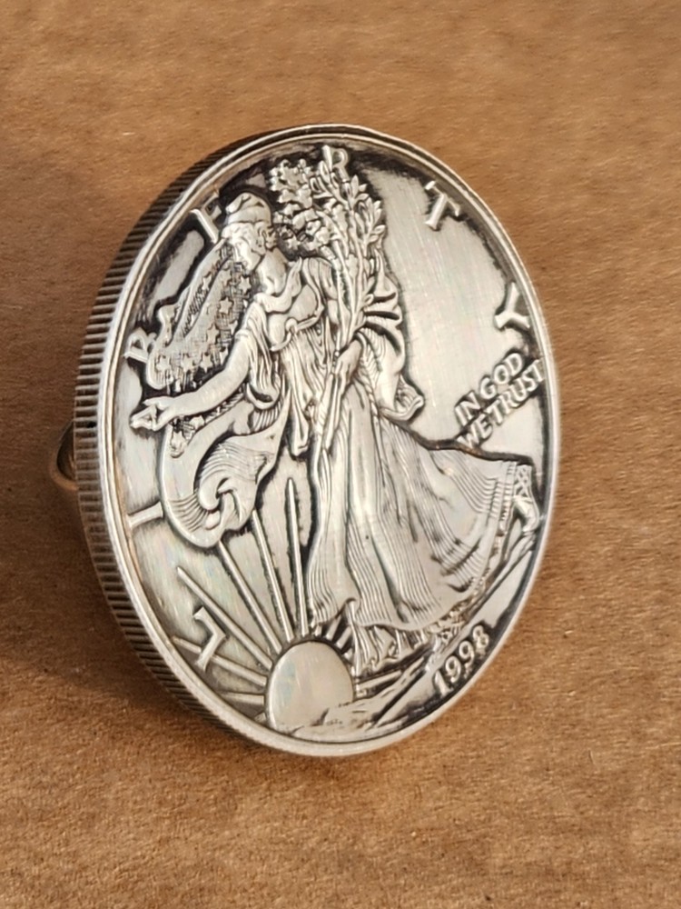 Ring 999 silver genuine American Eagle coin 1 oz Bullion coin Walking Liberty