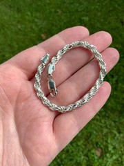 4 mm Sterling Silver Rope Bracelet 7” Artisan Handcrafted 12.5 Grams