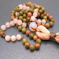 8mm Natural 108 knot epidote Cut flour crystal necklace Men Yoga Energy mala