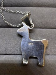 Peruvian Artistry Multi Gemstone Orange Llama Pendant With Sterling Silver 18 In