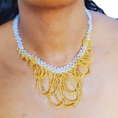 Crystal & Gold Bead Choker, African Women Beaded Necklace