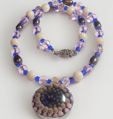 Artisan Ooak Art Deco Lampwork Glass Jewelry #1 Necklace Butterfly Pink