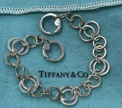 Authentic Tiffany & Co Italy Sterling Silver 18K Gold Circle Link Bracelet