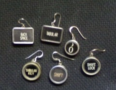 Large Typewriter Key Earrings Choice of Keys Sterling Hooks T3