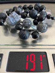 OOAK Oriental Buddha Onyx Dragon Stone Crystal Necklace 191 Grams 23 1/4″ Long