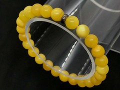 Amber Bracelet Egg Yolk Natural Baltic Stone Round Beads Yellow Ladies 4,9g A127