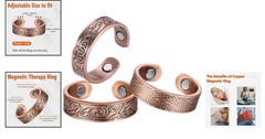 Stylish Adjustable Copper Magnetic Rings Set – Vintage Fashion for All Occasions