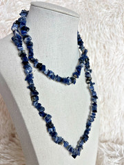 2 Necklaces Natural Stone Organic Earthy Blue Sodalite & Pink Rhodonite Coastal
