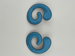 Handmade Suzan Enamel Pierced Earrings Modern Artisan Design Turquoise Enameled