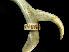 HANDCRAFTED BROWN OOAK SHED DEER, ELK ANTLER RING,SIZE 11 1/2, R-522
