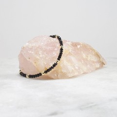 Black Spinel & 14k Gold Filled Bracelet – 3.5mm Faceted Gemstone | Dainty Luxe B