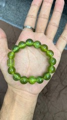 Very Beautiful Natural Serpentine Jade Bracelet Green Gemstone Beaded Bracelet
