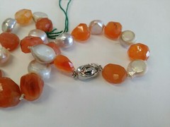15.5in 13-21mm 230.3ct Orange Carnelian And Pearl Necklace
