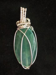 SA1005 – Wire Wrapped Green Dragon Vein Agate Marquise Pendant