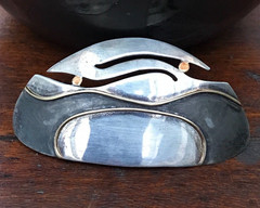 18K STERLING UNIQUE ORGANIC DESIGN MODERNIST HAIR PIN SIGNED