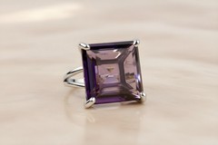 Amethyst Ring Anemone Jewelry Square Cut 14k Rose Gold Filled Statement