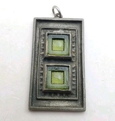 RUNE TENNESMED Pendant MODERN GEOMETRIC POURED GLASS VINTAGE Swedish MCM 2″