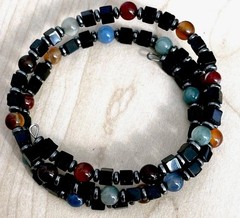 Glass Beaded Bracelet / Fits Wrist Size 7.25 In/ Jewel Tones