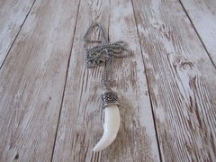 Coyote Tooth Pendant Necklace Animal Bone Spirit Animal Chain Jewelry