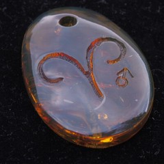 Mexican Amber Zodiac Pendant with Aries and Mars