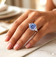 RARE 12 Ct Certified Blue Diamond Ring, Free Diamond Studs