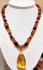 GORGEOUS Artisan Yellow Gold-Filled Multi-Color Amber Gemstone Necklace