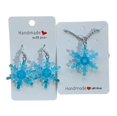 Christmas Snowflake Necklace and Earrings Handmade using Real Lego