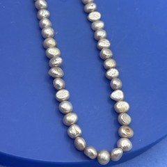 Handmade Freshwater Pearl Necklace 16” Cream Baroque Beads Artisan Jewelry