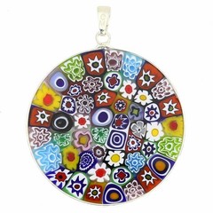 Glass Of Venice Murano Glass Millefiori Pendant Necklace Multicolor in Silver Fr