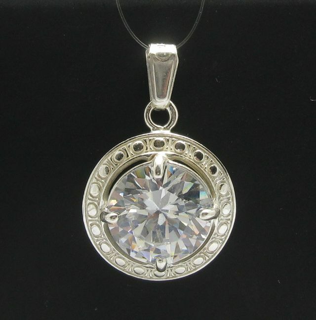 Handmade New Stylish Sterling Silver Pendant 12 mm Cubic Zirconia 925 Empress