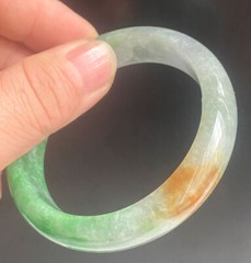 Certified 57-58mm Natural Grade A Green yellow Burma Jade jadeite Bangle