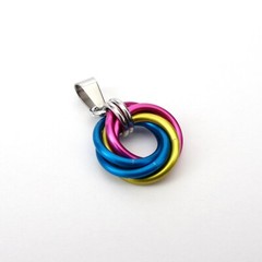 Pansexual pride pendant, chainmail love knot handmade by TattooedAndChained