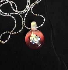 Handcrafted U.S. Artisan Made Glass Pendant w/ss Bamboo Chain