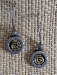Vintage 90s Farfetched sterling earrings with brass spiral minimalist ss spiral